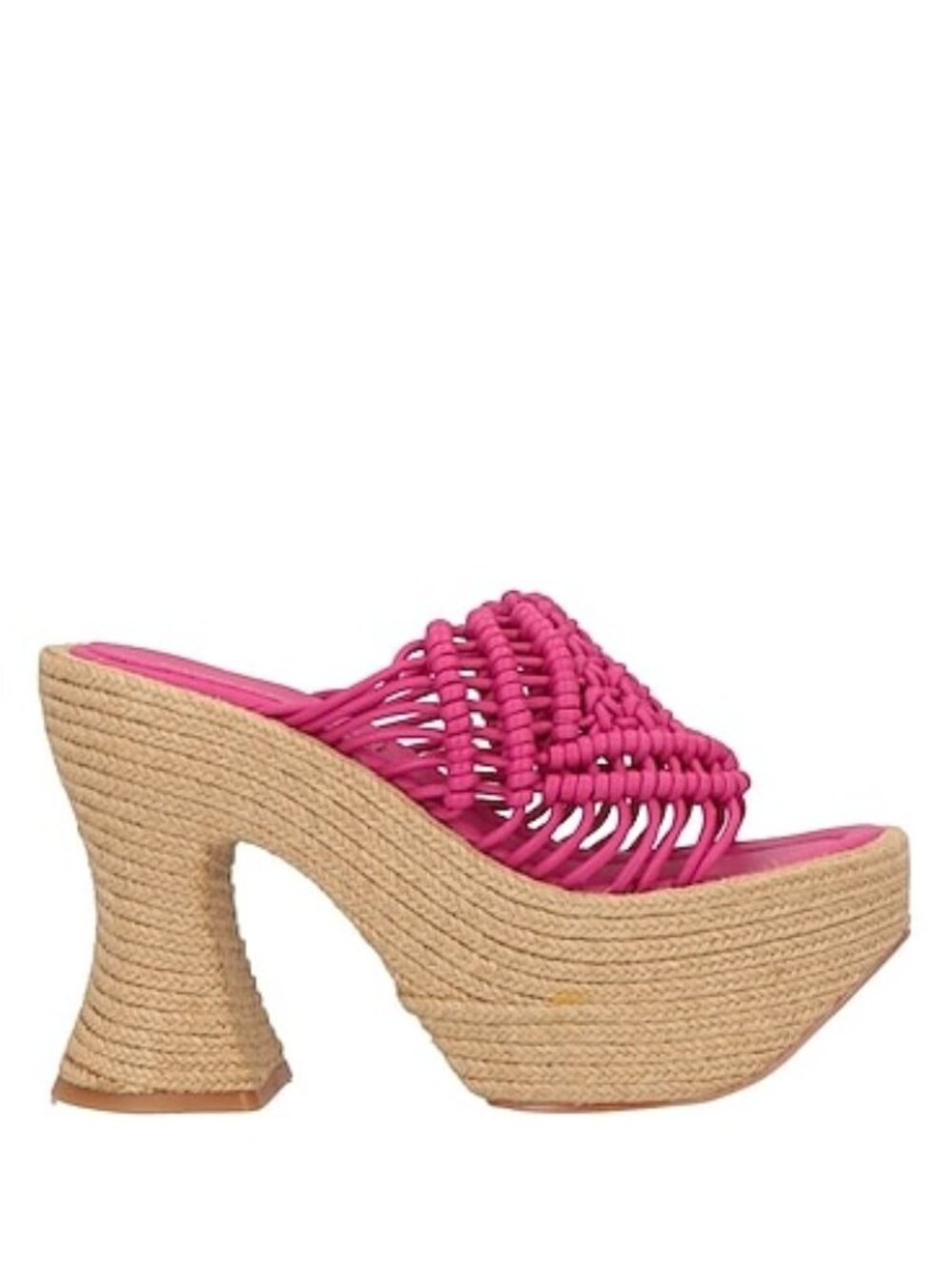 EU 41 PALOMA BARCELO Salma Almond Woven Leather Platform Sandals Fuchsia Pink